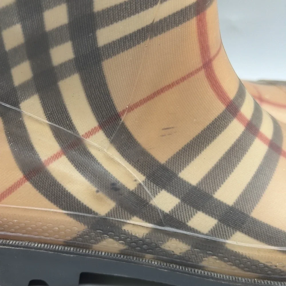 Burberry Rain Boots Womens US 6.5 EUR 40 nova check Plaid Tall wellington france